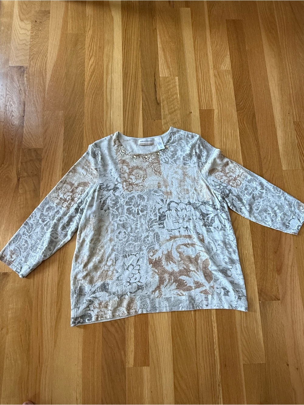 Alfred Dunner | Gold Silver Sparkle Embellished 3/4 Sleeve Top | Size 1X
